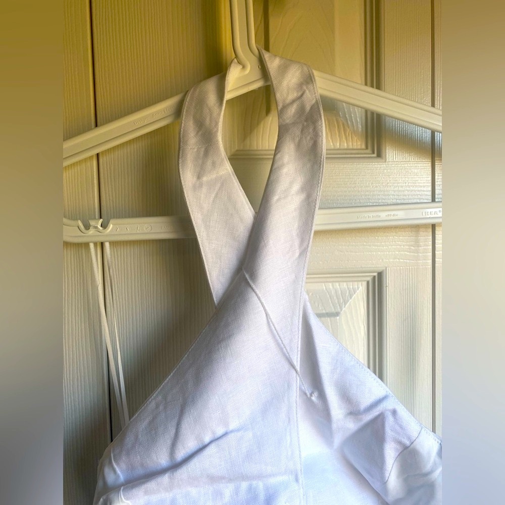New Reformation Tate Elegant White Halter Linen Top Size 6 - Picture 12 of 14